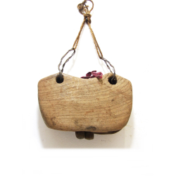Dzwonek pasterski drewniany Vintage na sznurze 25x16cm